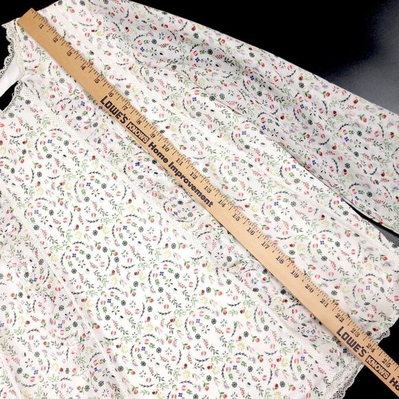 CYNTHIA ROWLEY Cottagecore Sheer Balloon Sleeve Crew Blouse White Floral Medium - Picture 4 of 8